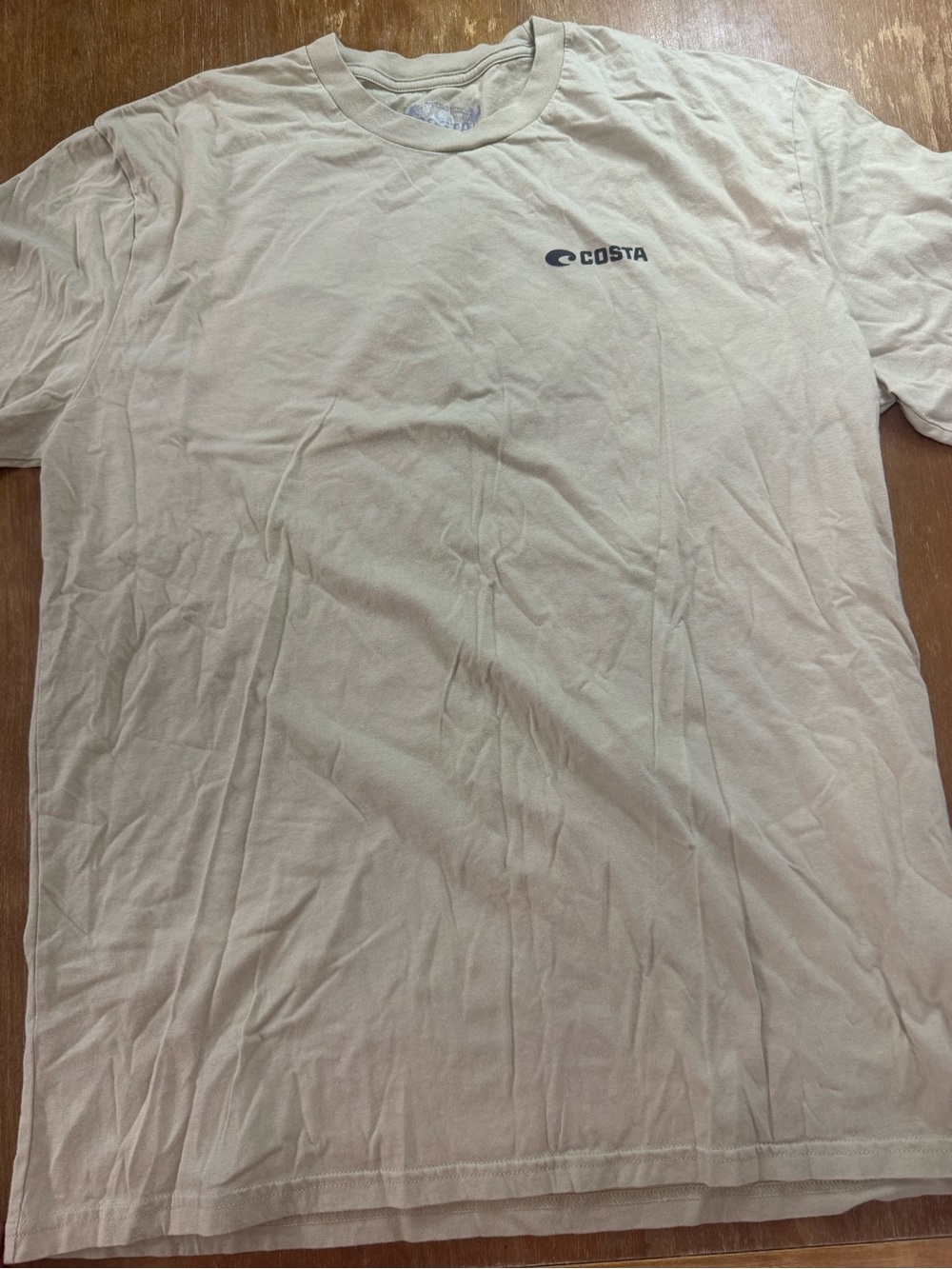 Costa Men’s Short-Sleeve Tee in Light Beige with Small Chest Logo